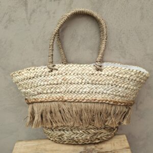 Panier osier avec franges