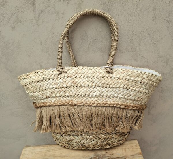 Panier osier avec franges