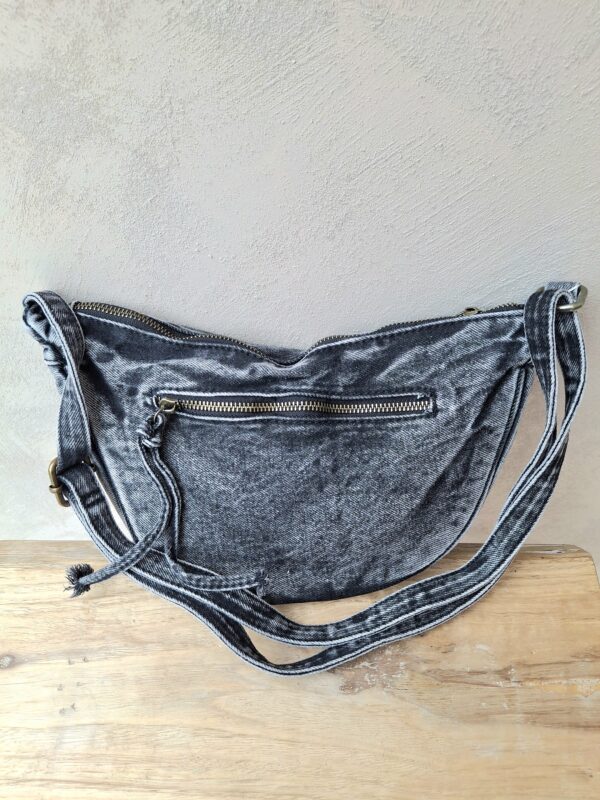 Sac banane en jeans souple noir délavé