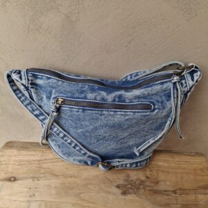 Sac banane en jeans souple bleu délavé