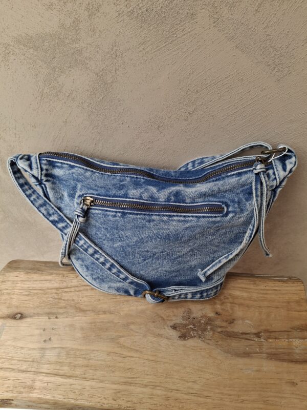 Sac banane en jeans souple bleu délavé