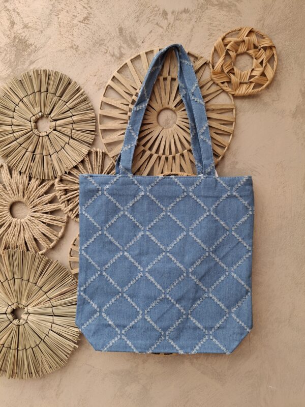 Sac souple en jeans bleu clair avec fermeture éclair