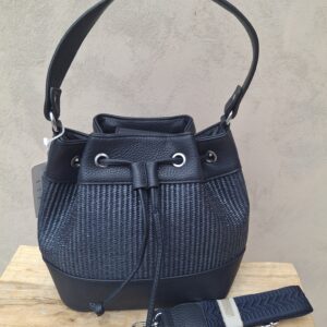 Sac tressé style bourse bleu marine