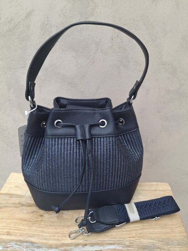 Sac tressé style bourse bleu marine