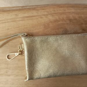 Trousse cuir dorée avec fermeture éclair