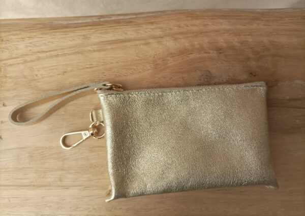 Trousse cuir dorée avec fermeture éclair