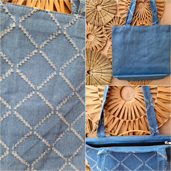 Sac souple en jeans bleu clair avec fermeture éclair – Image 2