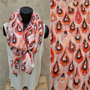 foulard rectangle orange, liserets dorés