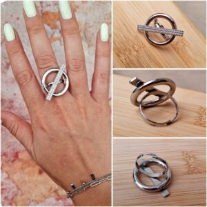 Bague grand format rond et barre avec strass