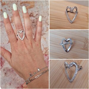 Bague coeur strass
