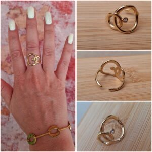 Bague dorée ronds entrelacés