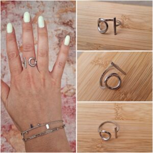 Bague fine barre et rond