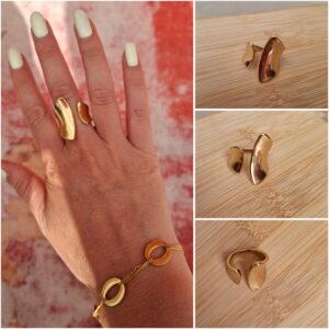 Bague dorée asymétrique avec ouverture