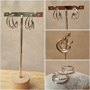 Boucles d'oreilles créoles bicolores argentées/dorées