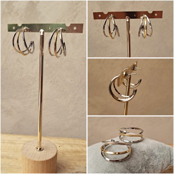 Boucles d'oreilles créoles bicolores argentées/dorées