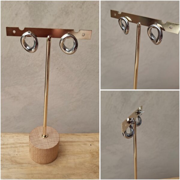 Boucles d'oreilles argentées rond stylisé