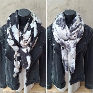 Foulard rectangle épais motifs fleurs
