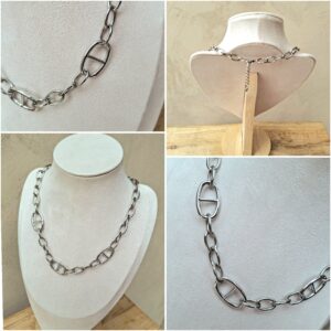 Collier argenté maille forçat