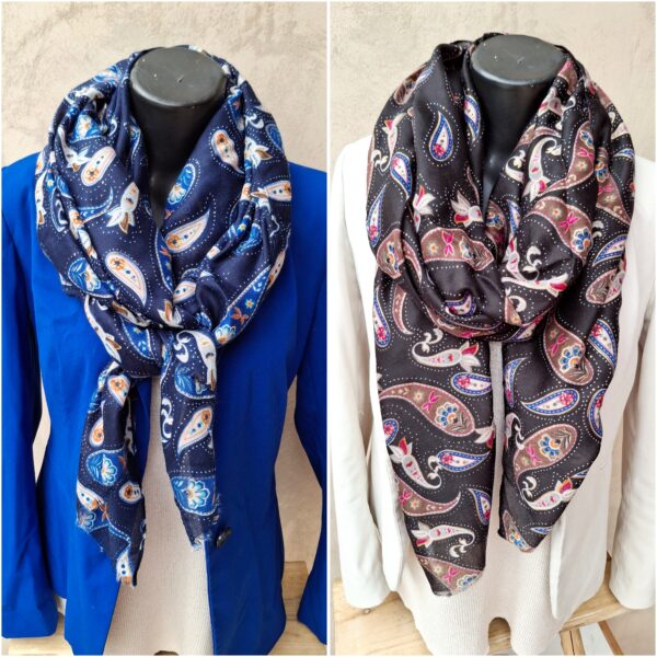 Foulard rectangle imprimé cachemire avec dorures