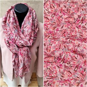 Foulard rectangle rose avec dorures