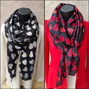Foulard rectangle avec cœurs et dorures