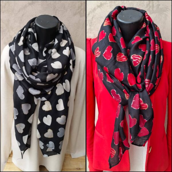 Foulard rectangle avec cœurs et dorures