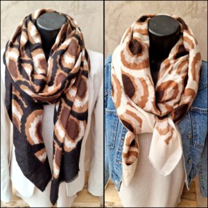 Foulard rectangle épais motifs géométriques arrondis