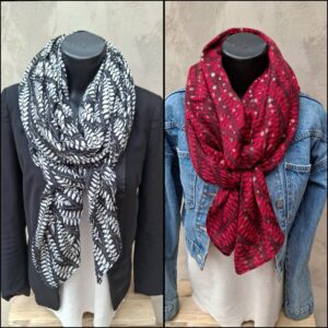 Foulard rectangle motif fougères