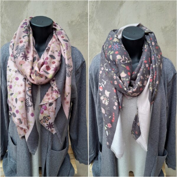 Echarpe rectangle motif fleuri
