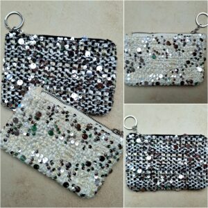 trousse tissage damier et sequin