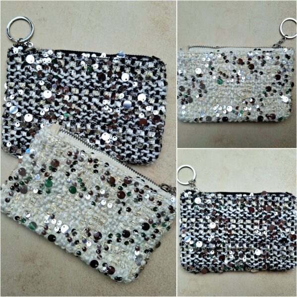 trousse tissage damier et sequin