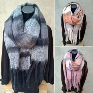 Echarpe rectangle lignée à franges