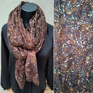 Foulard rectangle brun feu d'artifice