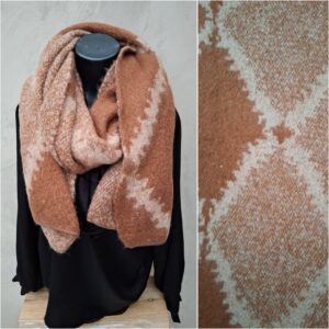 Echarpe rectangle losanges beiges et camels