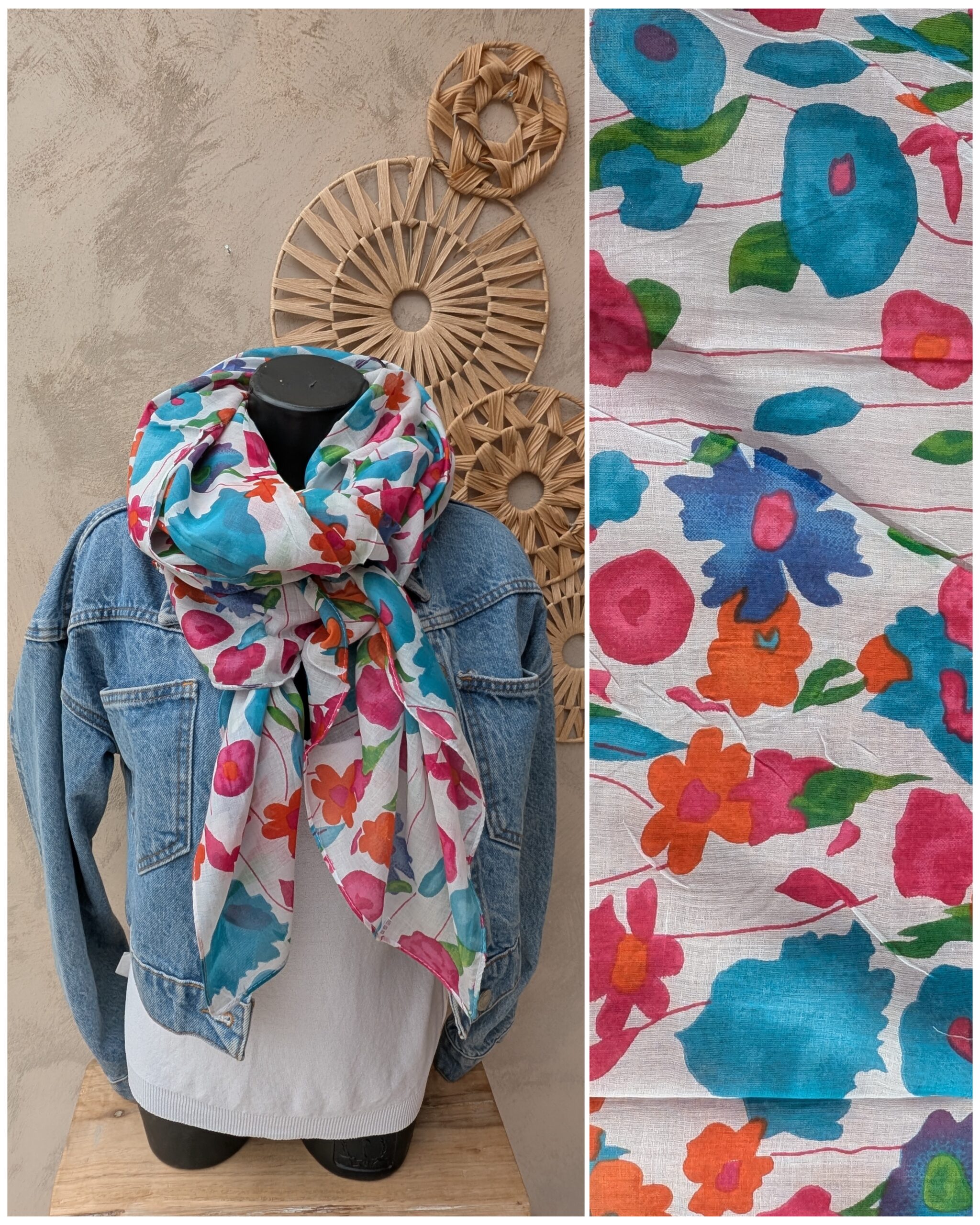Foulard rectangle 100% coton.