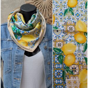 Foulard carré effet soie "Citrons "
