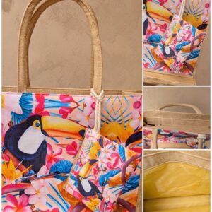 Sac toucans et motifs tropicaux roses