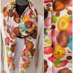 Foulard 100% coton fleurs brunes