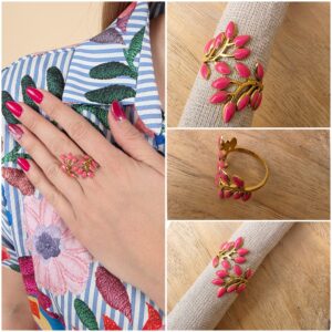 Bague "Éclat de Fuchsia" – Dorée et Émaillée