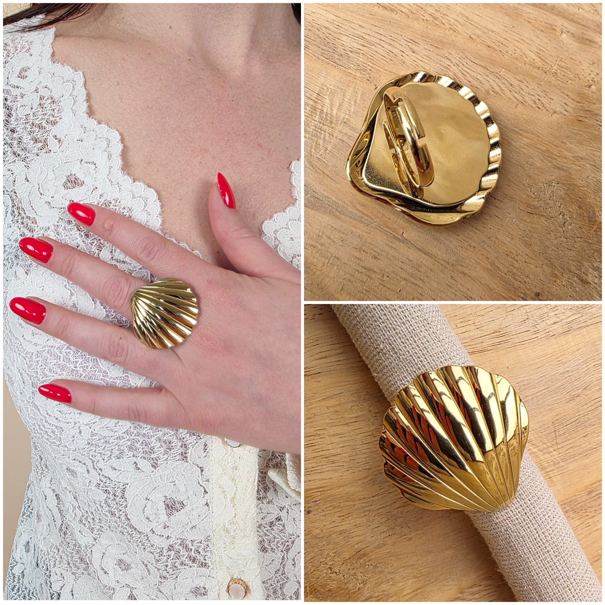 Bague "Coquillage Siren" – Dorée