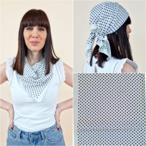 Foulard carré pois blancs et noirs