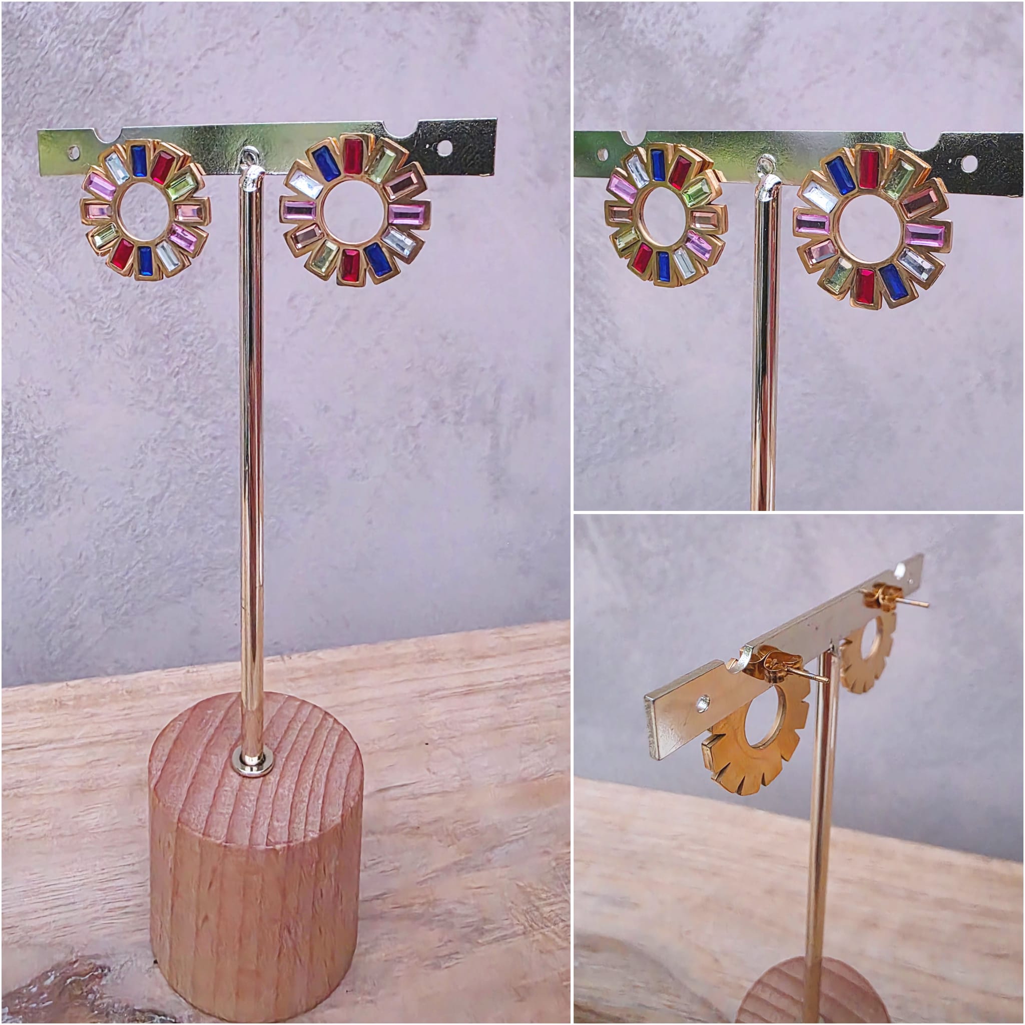 Boucles d'oreilles soleil multicolore