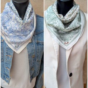 Foulard carré imprimés bandana et fleurs
