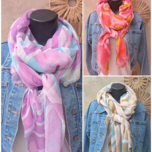 Foulards rectangles imprimé abstrait géométriques