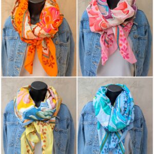 Foulard 100% coton block print