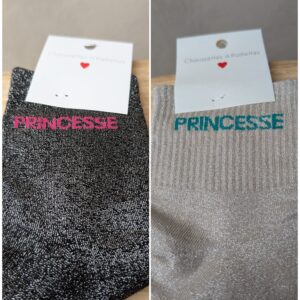 Chaussettes courtes "Princesse"" 65% coton. Taille unique : 35 - 42