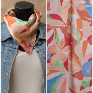 Foulard carré imprimés aquarelles 70cm x 70cm Effet soie 