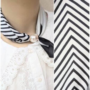 Foulard "Graphique Chic" – Motifs Chevrons Noir et Blanc et Attache Aimantée