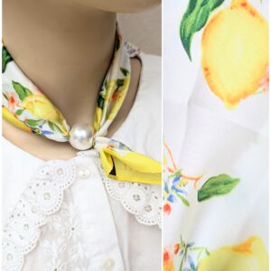 Foulard "Douceur Citron" – Motifs Fruités et Attache Aimantée