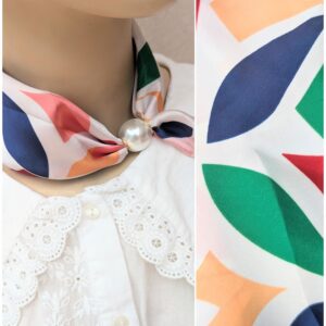 Foulard Tour de Cou "Arty Feuillage" – Motifs Abstraits et Attache Aimantée